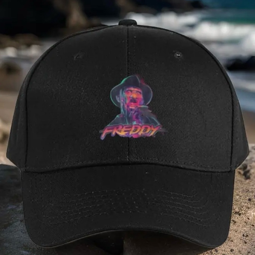 Black Cap with Colorful Freddy Graphic